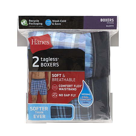 Walmart [walmart.com] has 2-Pack Moisture-Wicking Boxer Underwear for Men (Plaid) on sale for $5. Shipping is free w/ Walmart+ (free trial available [walmart.com]) or on orders $35+.

Available sizes:
