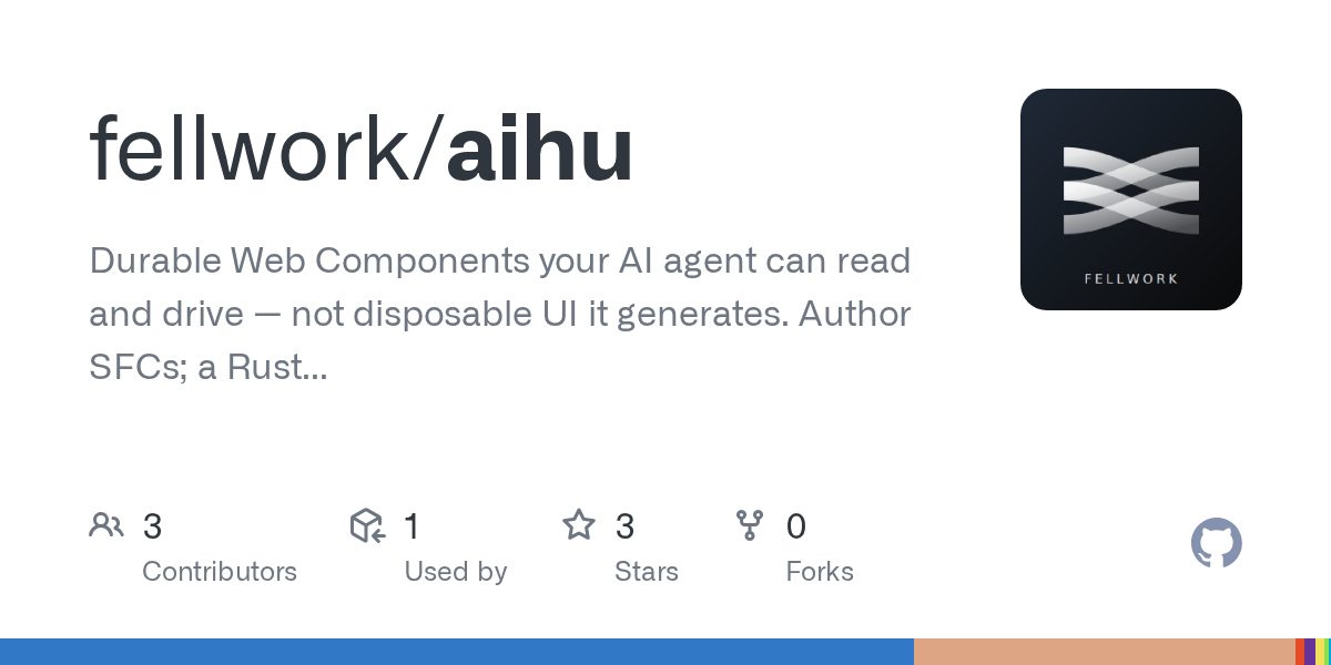 Durable Web Components your AI agent can read and drive — not disposable UI it generates. Author SFCs; a Rust compiler emits standards-based custom elements with MCP + llms.txt baked in. - fellwork...