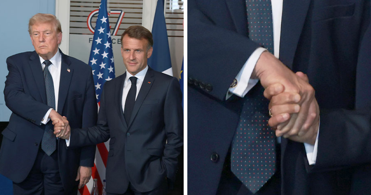 Donald Trump was apparently “disrespectful” towards French President Emmanuel Macron when they shook hands in front of flashing cameras.